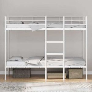 Lit superposés séparables enfant - JM - Sommiers inclus - sans matelas - blanc 90x200 cm - acier LL396
