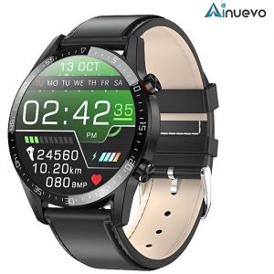 Smartwatch Ainuevo L13 Montre Connect&eacute;e Bluetooth 4.0 IP68 Etanche pour Samsung Sony Huawei Xiaomi Android Cuir Noir