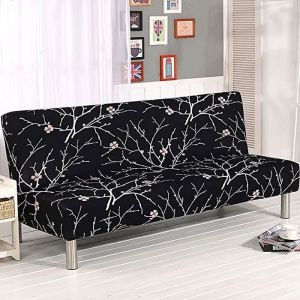 XJYDNCG Housse Clic Clac 3 Places 190-210cm Housse Canapé Extensible sans Accoudoir(fleure Noir)