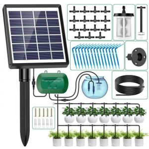 Kit Arrosage Automatique Solaire Jardin &ndash; 15M Tuyau Goutte &agrave; Goutte Programmateur &ndash; Balcon Pot de Fleur Vacances