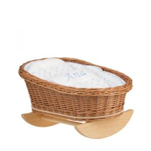 Berceau à bascule en bois pour poupée - Marron - Convient aux poupées jusquà 40cm