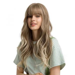 Perruque Blonde - Peruque Femme Naturel Blonde - Perruque Femme Deguisement - Perruque Femme Naturelle Blonde-Perruque Blonde Frange