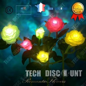 TD® Lampe solaire extérieur jardin LED bouquet de 3 fleurs pot décoratives artificielles de jardin de lanterne éclairage terrasse