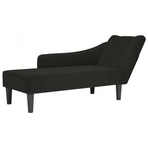Meridienne salon-Fauteuil long - avec accoudoir droit noir velours - Fauteuil relax@455471