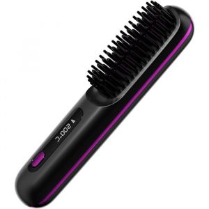 Peigne - Lisseur - Lisseur sans fil - Mini lisseur - Brosse &agrave; cheveux en c&eacute;ramique &agrave; ions n&eacute;gatifs pour femme - Lisseur - Boucles -