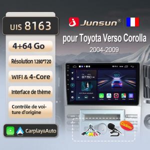 Junsun 4Go 64Go WIFI adaptateur autoradio pour Toyota Corolla Verso 2004 accessoire autoradio android voiture carplay GPS