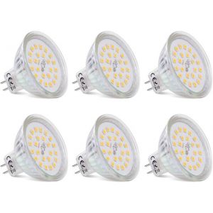 Ampoules LED Spot MR16 Culot GU5.3 Blanc Chaud 2700K 12V Non Dimmable 430 Lumen Lampe LED MR16 Lot de 6 [Classe &eacute;nerg&eacute;tique E]