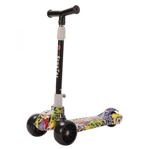 Trottinette patinette pour enfants pliable avec 3 roues hauteur r&eacute;glable LED Lumi&egrave;re en alliage daluminium 59cm*29cm*(70-81cm)
