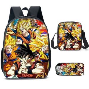 3 Pièces Sac à dos pour enfants - Sac à dos décole DRAGON BALL- Sac à dos de voyage - Sac à dos Sac à crayons Sac à lunch