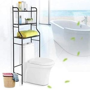 Zuorior Etagère de Salle de Bain Meuble de Rangement au-Dessus des Toilettes WC ou Lave-Linge avec 3 Tablettes en Métal Laqué Noir