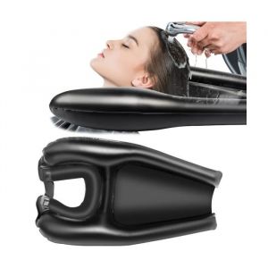 Bac a Shampoing Domicile Coiffure Lave Tete pour Laver Les Cheveux Lavage en PVC pour Handicapées Enceintes Enfants Personnes  Noir