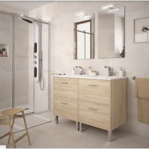 Meuble de salle de bain 120 cm Dimensions 120 cm Couleur Ch&ecirc;ne Cal&eacute;donie  Option Avec kit de pieds