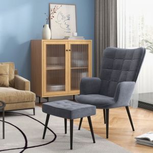 Plaque &eacute;paissieHousse de velours lounge chair avec accoudoirs et repose - pieds chaises de salle &agrave; manger &eacute;l&eacute;gantes et chaises lon