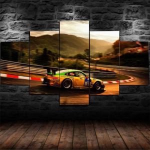 XXL Impression sur Toile 5 Parties Moderne Tableau Paysage de Voitures de Sport de Porsch Tableaux Deco-100x50cm[440]