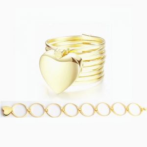 SHARPHY Bague Femme Bracelet Anneau Femmes Bijoux accessoire forme de coeur or