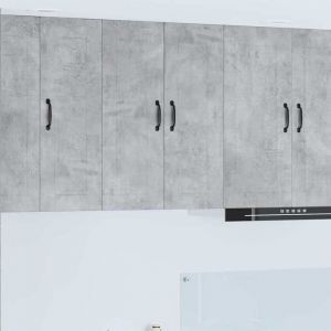 Moderne Meuble mural de cuisine - Meuble haut/Armoire suspendue avec &eacute;tag&egrave;re Gris b&eacute;ton 60 x 31 x 80 cm@FR(605842）