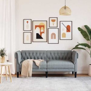 Canap&eacute; Chesterfield 2 places - 1825x745x745 cm - gris clair tissu 236488