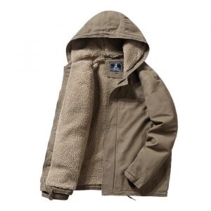 Blouson en velours côtelé doublé sherpa pour homme - Poil de chameau - Beige