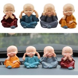 4 pi&egrave;ce Mignon Moine Figurines Petite Statue De R&eacute;sine Sage Kung Fu Bouddha Cr&eacute;atif Artisanat Ornement comme &Agrave; La Maison Bureau