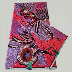 Tissu imprim&eacute; en cire de coton africain tissu grand super hollandais wax pagne dor&eacute;e-Rose Rouge-6 verges