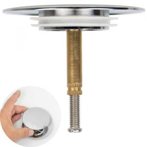 Bouchon de Baignoire Ø 72 mm avec Double Joint Réglable en Hauteur Bouchon de Baignoire Universel Clapet de Lavabo