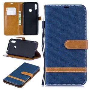 Coque Huawei Y6 2019 Denim Pochette Protection Etui Antichoc Housse Huawei Y6 2019 (6.09) - Bleu foncé