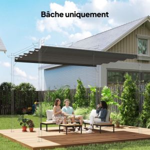 Toile de toit pour pergola tonnelle r&eacute;tractable de 4 x 3 m - toile uniquement 350 x 260 cm gris clair