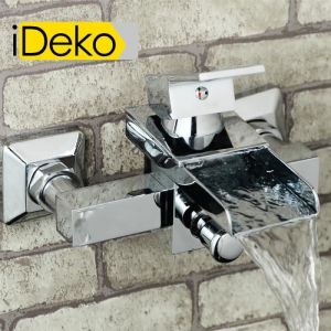 Robinet Mitigeur cascade de douche baignoire - IDEKO - Monotrou - Chromé - Rétractable