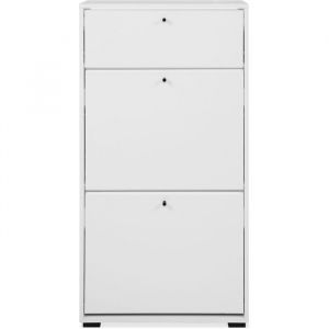 Meuble &agrave; chaussures - L&Uuml;NEBURG - Blanc - 12 paires - 58 x 25 x 111 cm