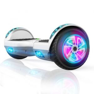 hoverboard 6.5 cadeaux pour enfants 6-12 lumière LED bluetooth Charge maximale 70KG7-8km Chargeur dorigineBlanc et Gris