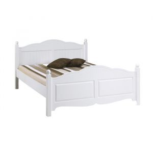 Lit - Blanc - 2 places - 140 x 190 cm - Style Anglais - Bois massif