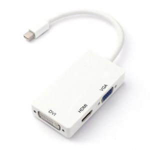Adaptateur Mini DisplayPort Subway Mini DisplayPort vers HDMI / DVI / VGA mâle à femelle 3-en-1 adaptateur Couleur Blanc