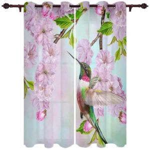 Lot de 2 Rideau Oiseau Animal RideauD&eacute;coration 2 RideauxRideau OccultantD&eacute;coration 2 Rideaux 80x160cm [1454]