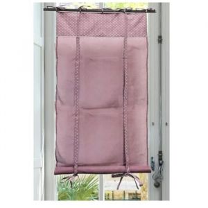 Autrefois Rideau enrouleur et brise bise 60 x 160 cm Rose Perles Lin brodé Voilage Broderie Style Charme Petit Rideau Fin