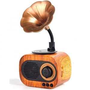 Radio Portable Vintage Bluetooth FM-AM MW - SW Prise en Charge de la Carte TF-AUX-Lecteur MP3 USB lclairage du Marron RADIO CD