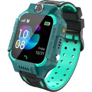 Montre Intelligente Enfants Téléphone Étanche Tactile Fonction dappel Smartwatch Pédomètre Torche Caméra Réveil SOS Musique Vert