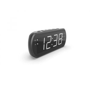 Radio R&eacute;veil Grand Affichage LED FM  Dual alarme Led Rouge 1 port USB Int&eacute;gr&eacute; pour la Charge - Noir