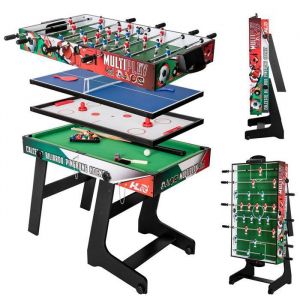 Baby Foot de Table4 en 1 Table Multi-Jeux Pliable + Perche T&eacute;lescopique，Table de Billard Table de Ping-Pong Table de Hockey4FT