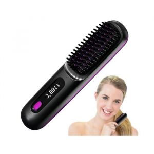 Brosse Lissante Sans Fil Mini Lisseur Cheveux Sans Fil Brosse Chauffante Lissante Lisseur Barbe Homme USB Rechargeable Lisseur