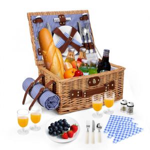Panier Pique-Nique en Osier pour 4 Personnes TTLIFE Panier de Pique Nique avec Compartiment Isotherme Couverture Pique-Nique