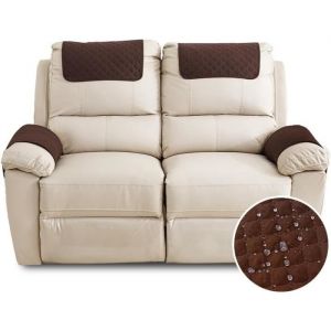 Housse de Fauteuil 2 Place Canapé Appuie-Tête Réversible Protégé CanapeCouvre Canapé avec AccoudoirsProtege Canape Impermeable