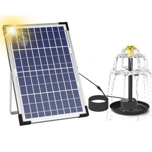 Fontaine solaire 10W Ensemble de pompe à eau à 3 niveaux Fonction cascade pour bain doiseaux jardin étang décoration