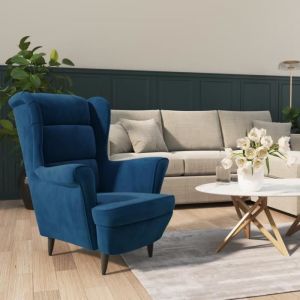 Fauteuil scandinave de relaxation MVS - Fauteuil bleu velours2185 Kg