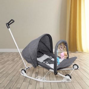 Amiremplie Chaise à bascule bébé siège et couchage chariot deux en un ajustement à quatre vitesses 40 * 80 * 66cm gris