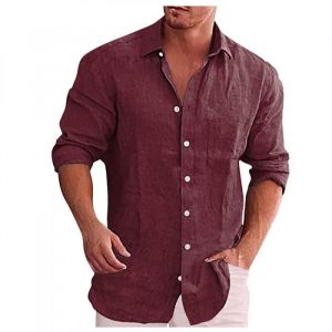 Chemise Homme - Casual - Vin Rouge - Manches Longues - Regular Fit - Col Chemise