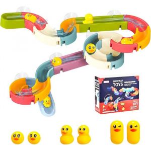 ®RisingFF Jouets de bain 34 pièces balles jeu de piste moulin à eau toboggan jouet de baignoire avec ventouses