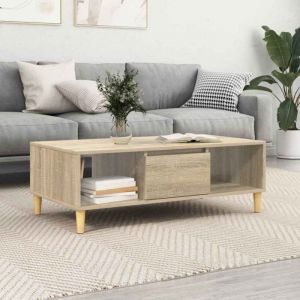 VIDAXL Table basse rectangulaire en bois ding&eacute;nierie marron/beige patin&eacute; - style contemporain