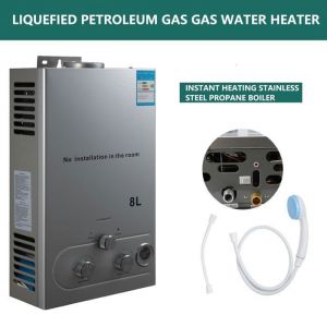 Chauffe-eau instantané au gaz capacité 8L puissance 16KW 2800 PA chauffe-eau propane butane affichage LED acier inoxydable