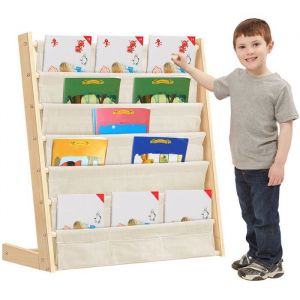 MIPAN 6 Niveaux Biblioth&egrave;que Meuble de Rangement pour Enfant - Bibliotheque Murale - Biblioth&egrave;ques pour Enfants avec Poche
