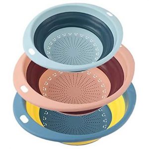 PassoireR&eacute;tractable et ExtensiblePanier de Passoire PliableId&eacute;al pour Les P&acirc;tesLes L&eacute;gumesPortable Panier de Fruits-3pcs